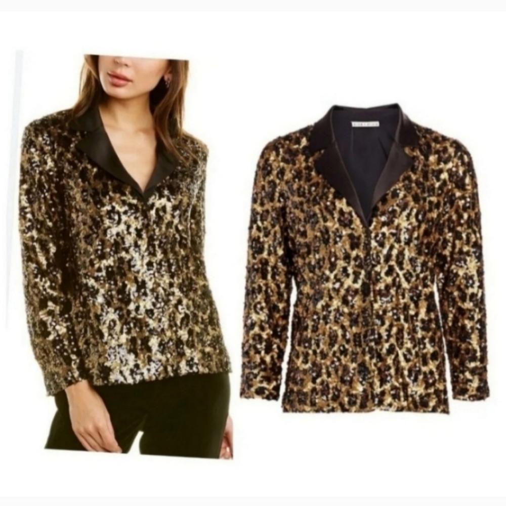 Alice + Olivia Kier Sequin Leopard Jacket Blazer Size XS - Picture 2 of 13